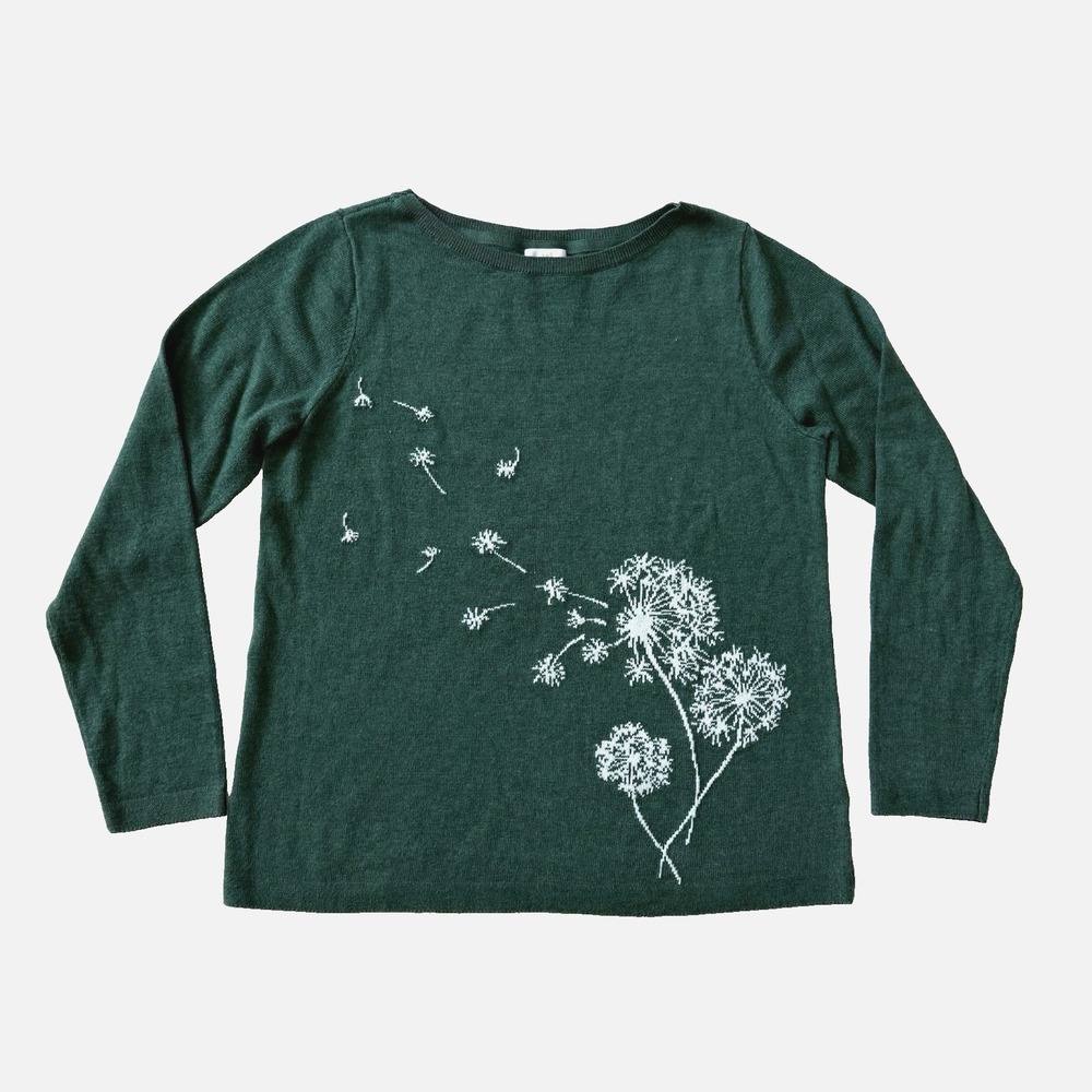J Jill Dandelion Pullover Sweater Top Petite Women S PS Floral Green Cottagecore